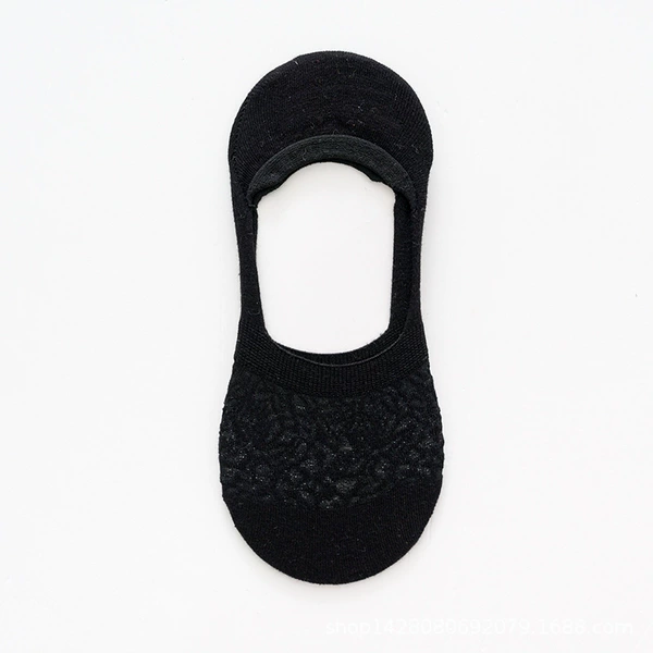 Lace women's boat socks (black)