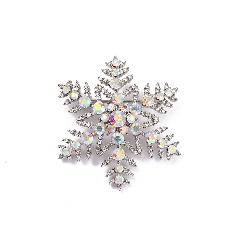 クリスマス雪の結晶ブローチ、欧米風胸飾り、露出防止ピン、フルダイヤモンド襟ピン、女性用服飾アクセサリー、輝くラインストーン|undefined