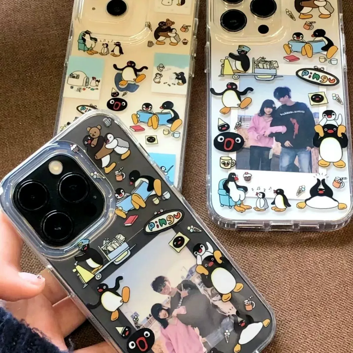 Милый креативный пингвин граффити подходит для iPhone 15 16 прозрачный все включено 14Pro большой вырез 13/12 чехол для мобильного телефона 11