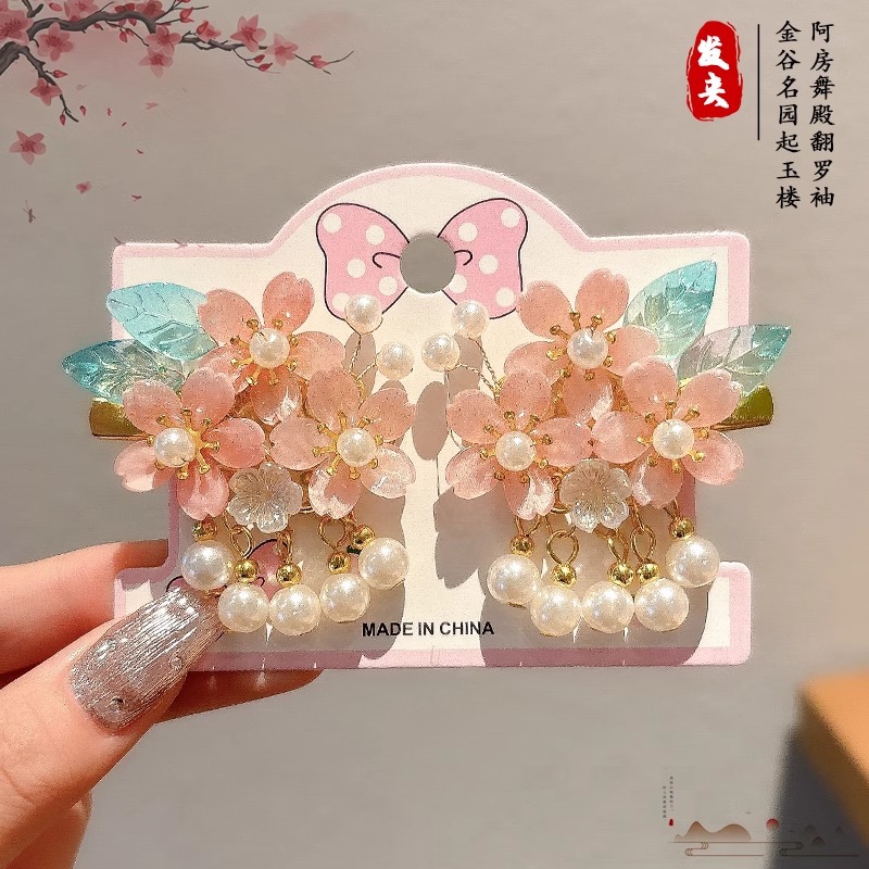 Hanfu tocado de cabello de niñas bordas vestidos antiguos para el cabello de niñas tarjetas de cabello de niñas vestidos antiguos accesorios princesas niñas clips para el cabello