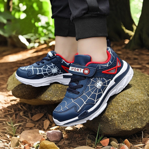 Boys' Spider-Man Shoes Autumn Leather-Face Wear-Resistant Lightweight Sneakers for Kids and Babies—Fashionable Running Shoes