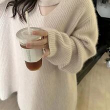 加大码胖mm秋冬慵懒风毛衣女洋气外穿针织衫中长款外套300斤ins潮