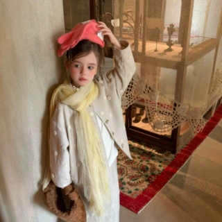 女童韩版洋气提花圆点呢子套装2026秋季新款时尚气质上衣裤子秋装