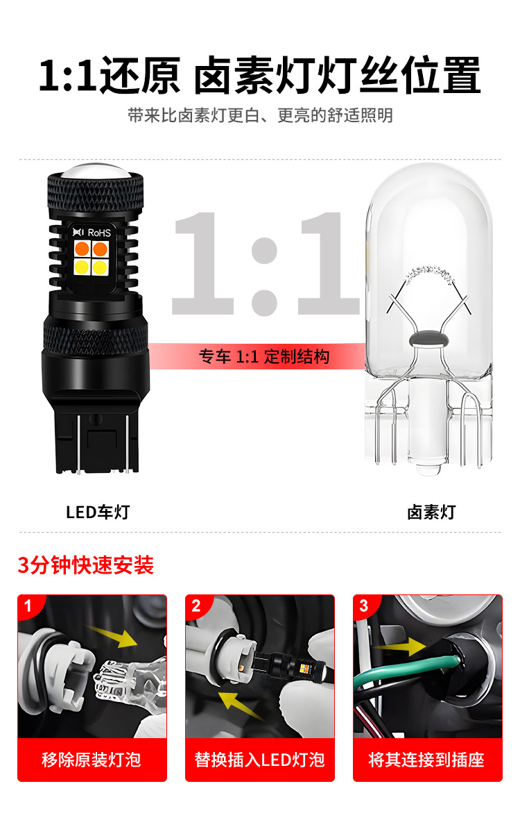 Brake Light Lens Rear Tail Light High-Brightness Decoding 3157303016Smd Anti-Rear-End Collision Led Light High-Brightness Brake Light