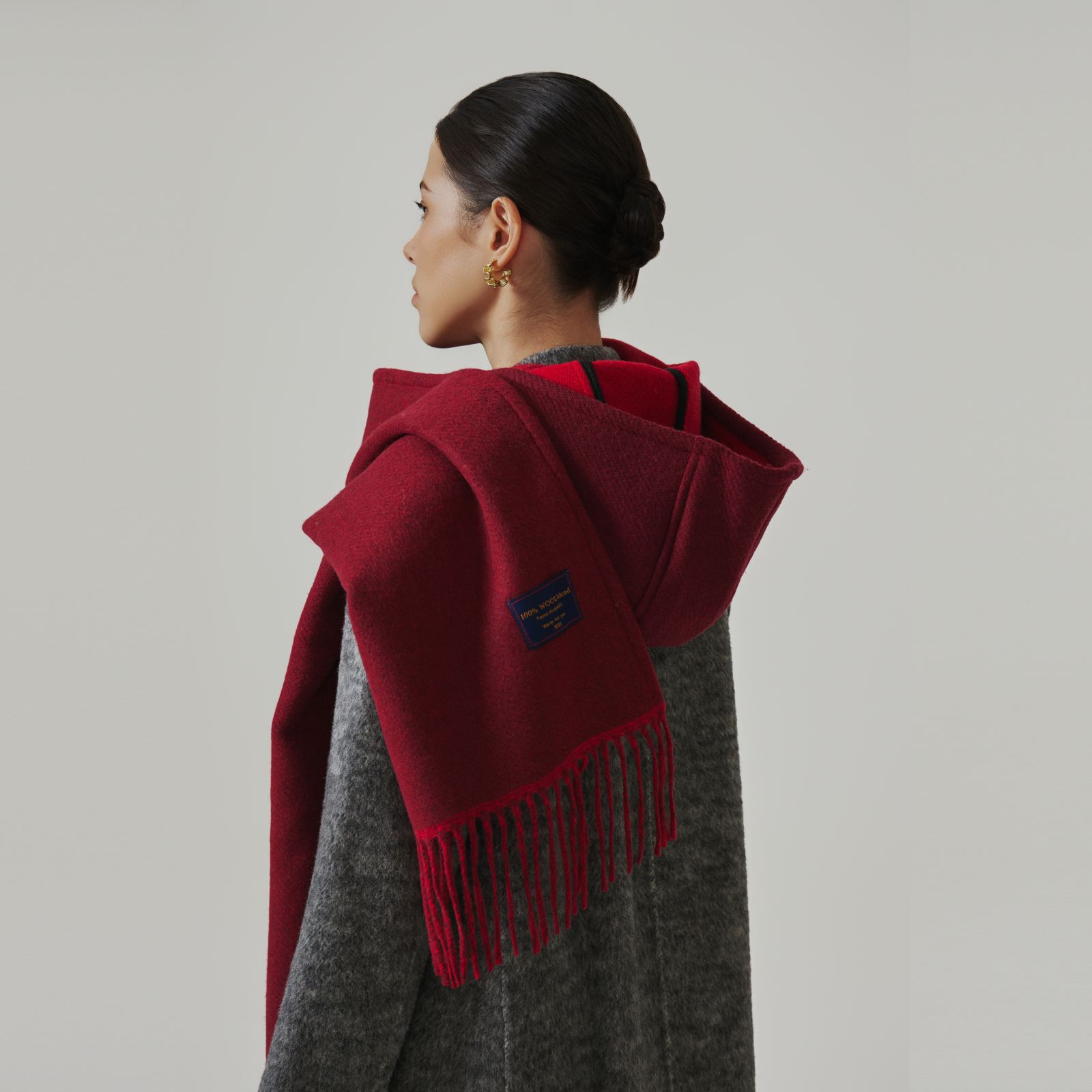 Capa de lana con capucha de doble cara nueva bufanda de todo fósforo para mujer otoño e invierno de alta gama babero de invierno chal simple al por mayor