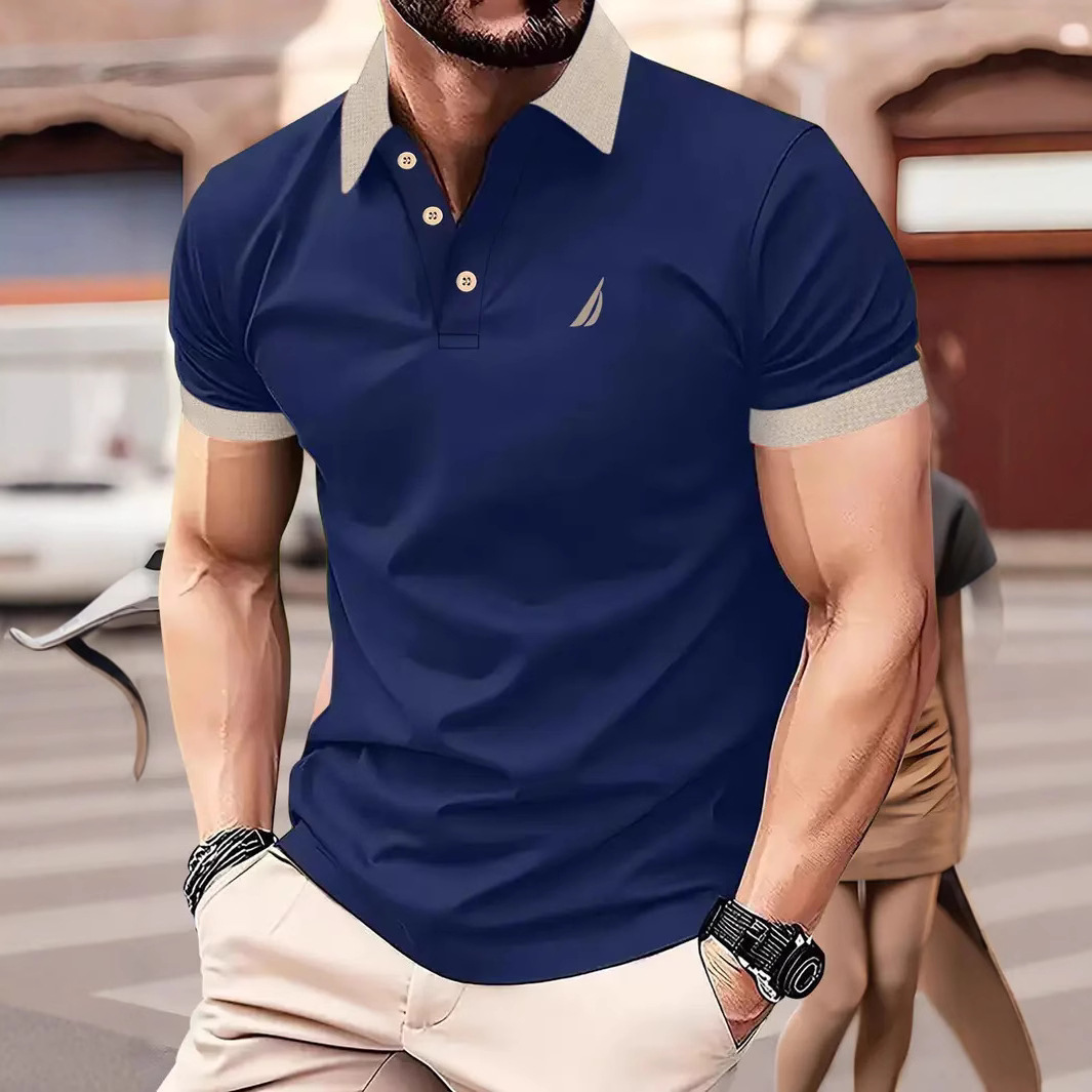 Transfronterizo europeo y americano Amazon AliExpress otoño e invierno camisa polo con botones de manga corta camisa de polo para hombre nuevo MB13