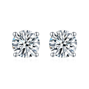 S925 Sterling Silver Inlaid Earrings for Women, Creative, Simple, Elegant, Water Four-Claw Earrings, Earrings, High-End Cross-Border Accessible Luxury