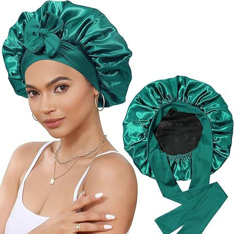 双层色丁睡帽飘带圆帽蝴蝶结仿真丝美容发帽双面戴bonnet|undefined