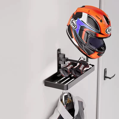 of Helmet Brackets Without Punching | Motosiklet dəbilqə rəfləri - single-ball-model-with-storage-rack