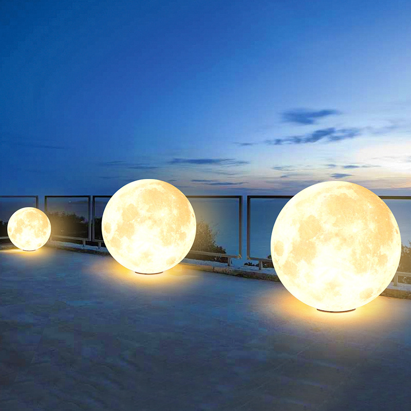 Lámpara solar de luna al aire libre diseño de jardín impermeable luz de piso ambiente de iluminación de decoración de patio de villa 378L