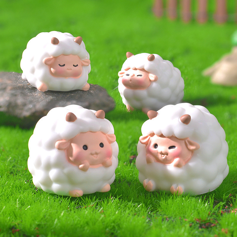 Cross-Border Cartoon Cute Sheep Micro-Landscape Gardening Pot Decoration Office Desk DIY Key Accessory Cute Figurine Cross-Border Cartoon Cute Sheep Micro-Landscape Gardening Pot Decoration Office Desk DIY Key Accessory Cute Figurine