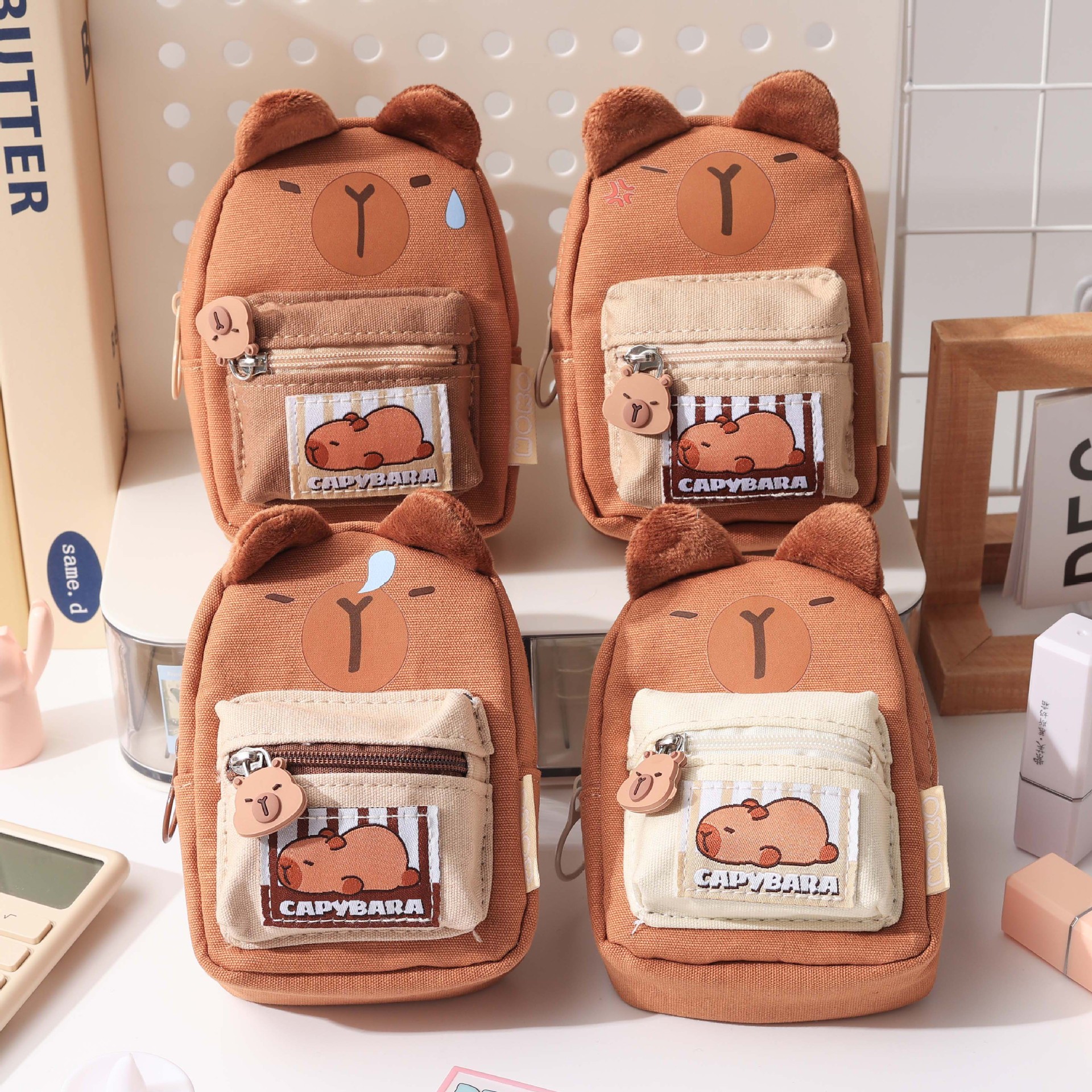 打工豚豚斜挎书包零钱包新款焦糖可爱造型日常搭配钥匙收纳袋包包