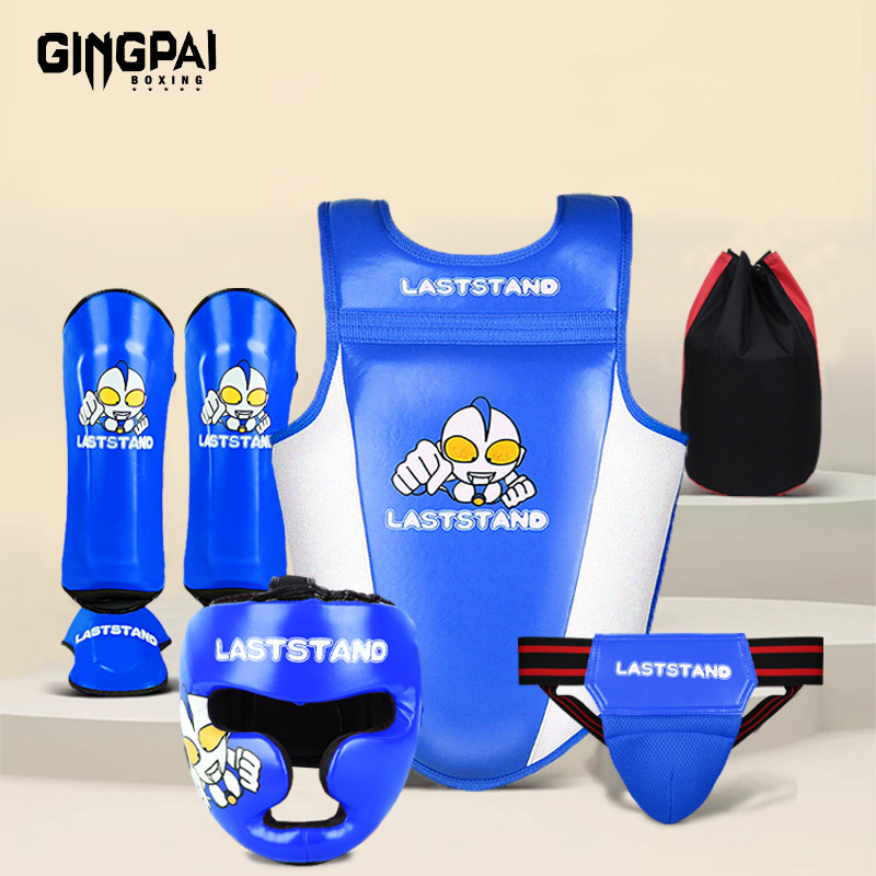 Professional Children's Sanda Protector Full Set of Men's and Women's Muay Thai Fighting Training Thickened Head and Chest Protector Equipment Bag