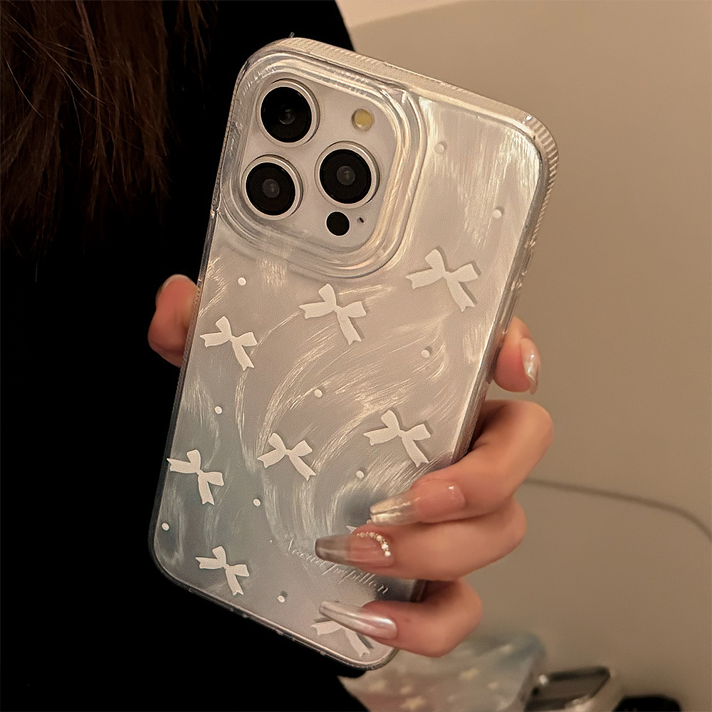Blue And White Bow Phone Case For Iphone, Protective Cover_voghion.com