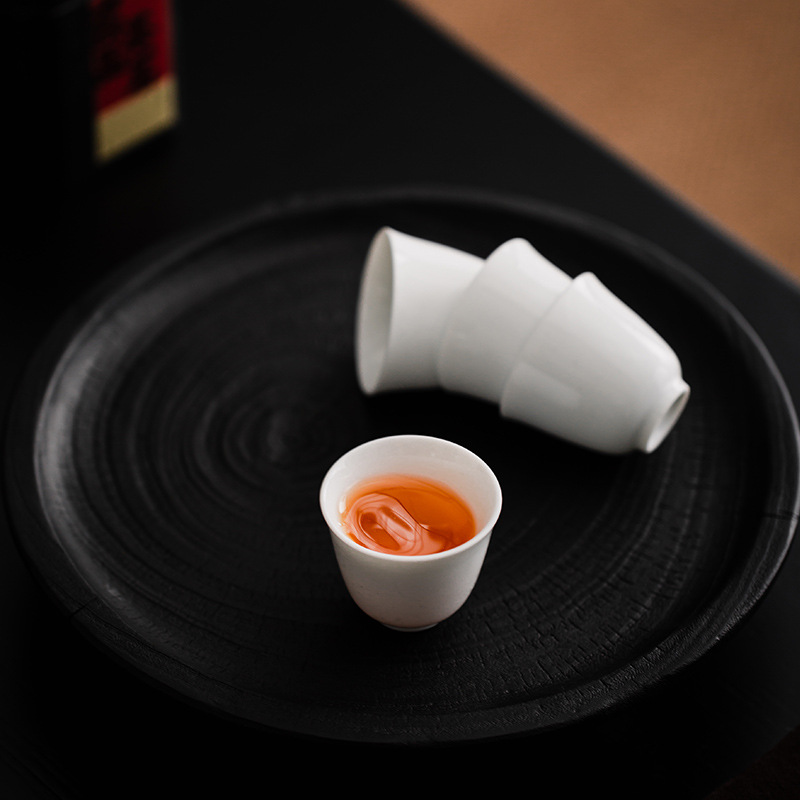 白瓷品茗杯陶瓷小号家用喝茶杯品茶杯酒杯简约功夫茶杯可印logo