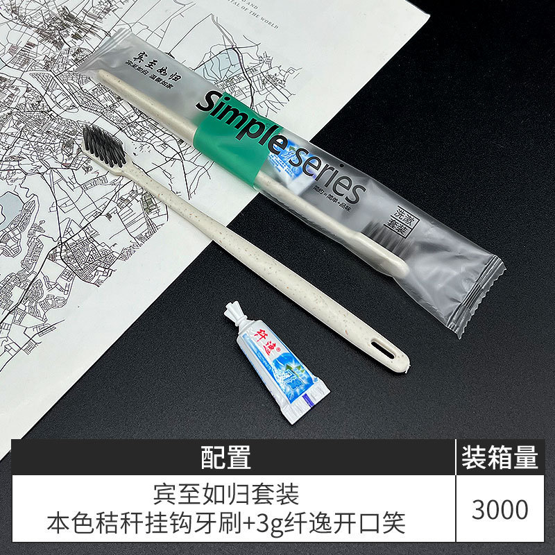 반투명 가방 치약 [3g 슬림 트위스트 캡 치약 + 베이지색 후크 밀짚 부드러운 칫솔]