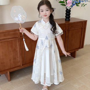 2025 Summer New Children's Cheongsam Chinese Western Style Hanfu Girl's dress National Style Summer Dress