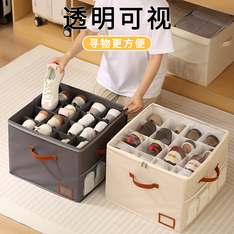 Caja de zapatos de Amazon, caja de almacenamiento de zapatos de división plegable, caja de almacenamiento multifuncional de tela transparente visible