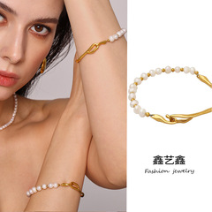 鑫芸鑫巴ロック淡水真珠のブレスレットは国境を越えてよく売れています。
