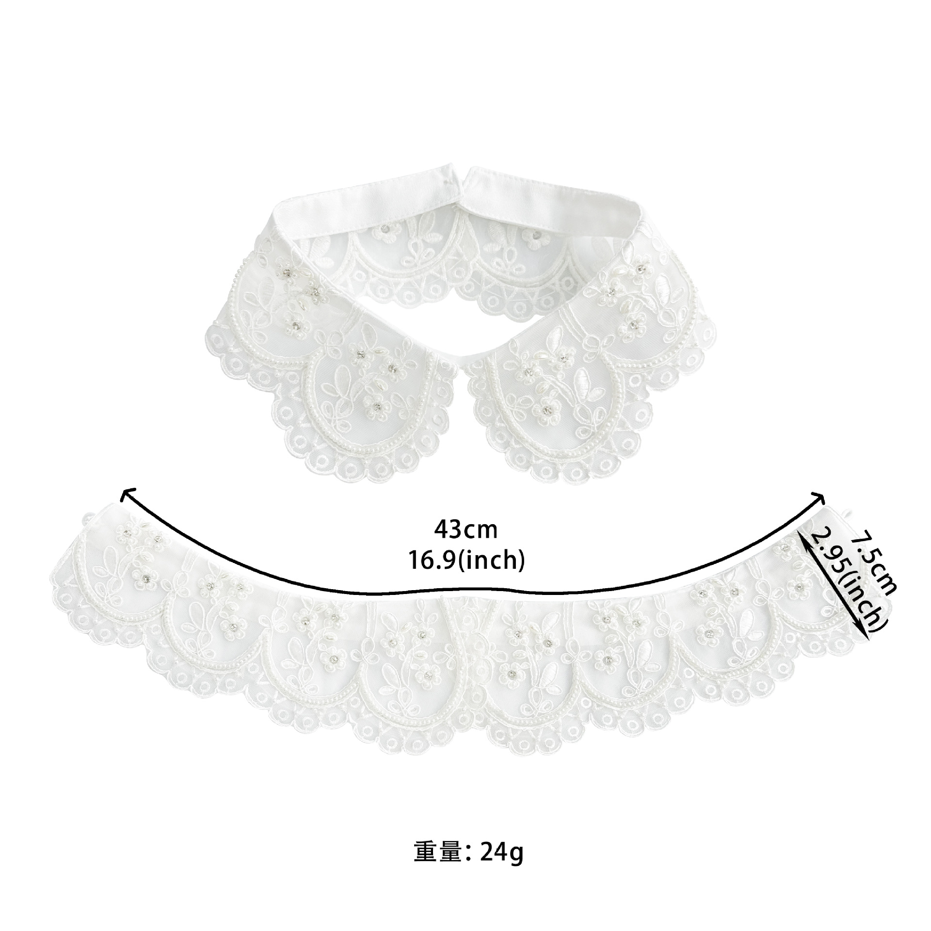 Material de malla exquisito bordado de flores moda retro industria pesada abalorios salvaje ropa de mujer ropa para niños camisa cuello decorativo image 6