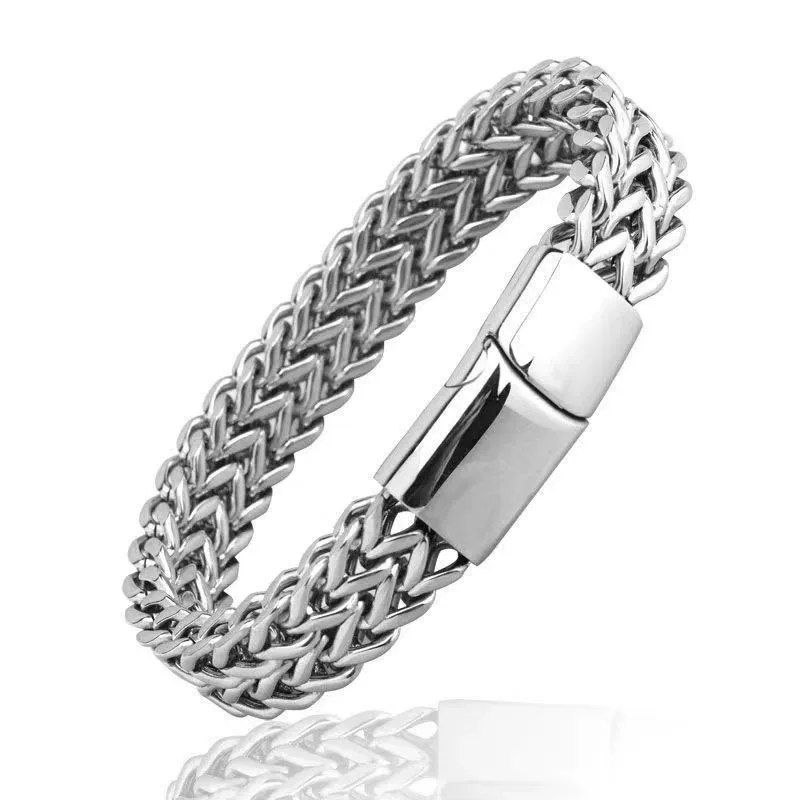 Двухслойный плетеный браслет в стиле хип-хоп из титановой стали, толстый корейский стиль, уличный модный мужской простой и властный браслет в стиле панк, оптовая продажа