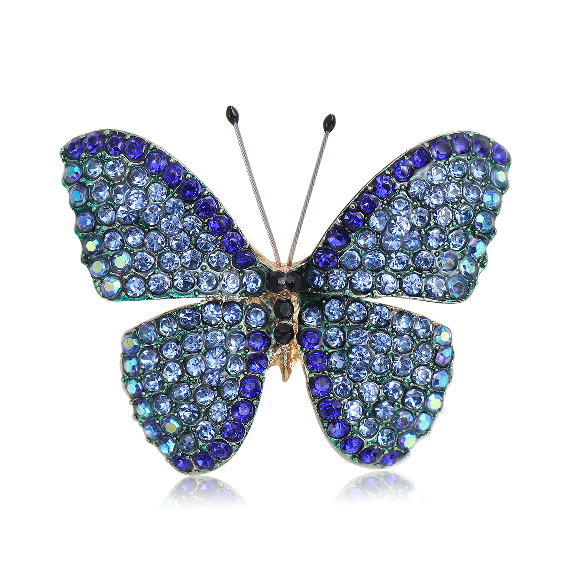 Broche de mariposa con estrás elegante para abrigo y traje mujer_voghion.com