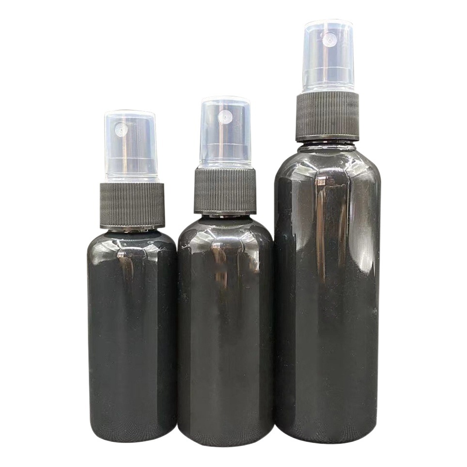 En stock 50ml 100mL pequeña regadera alcohol sub-botella de spray de niebla fina botella de plástico a prueba de luz pequeña botella de spray