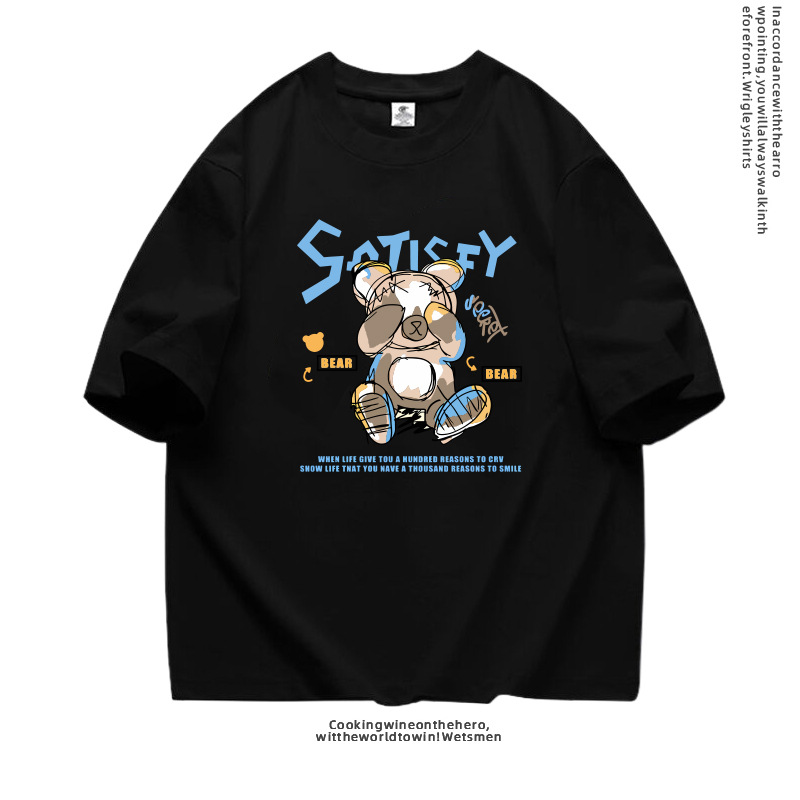 Couple style cartoon printed short sleeved men's T-shirt, summer new style, loose and trendy casual clothes for_voghion.com