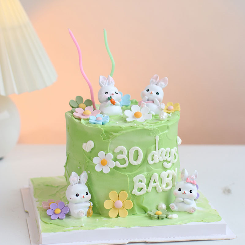 中秋节蛋糕装饰可爱小兔子玉兔胡萝卜摆件儿童生日派对甜品台插件|undefined