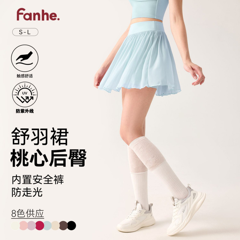 Falda de tenis y yoga para mujer, de cintura alta, con efecto de dos piezas y bolsillos, antiexposición, falda deportiva corta y fluida para verano, directo de fábrica.