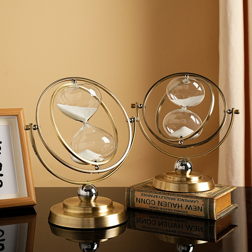 Nordic home creative glass hourglass timer bookshelf TV cabinet personalized soft decoration retro hourglass decoration