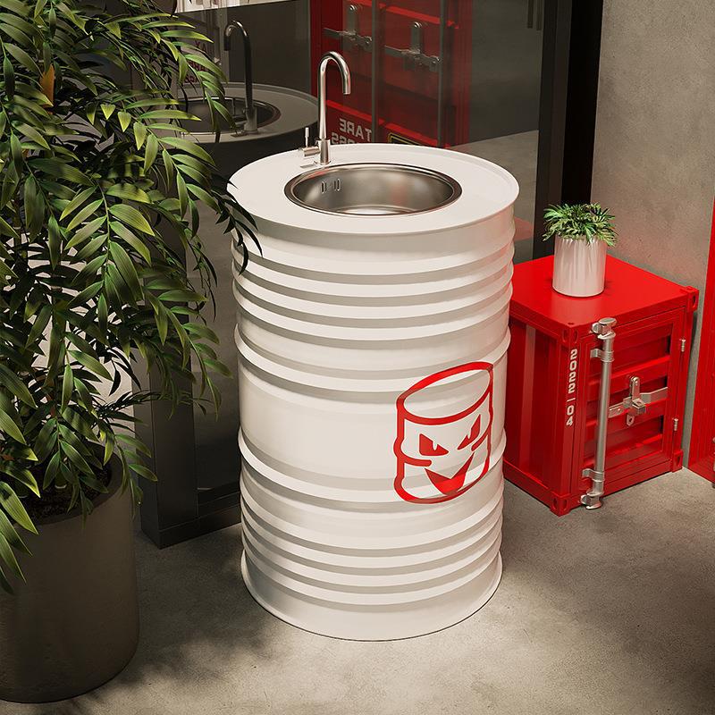 Iron wash basin retro industrial style personalized oil bucket creative bathroom wash table toilet personalized wash basin