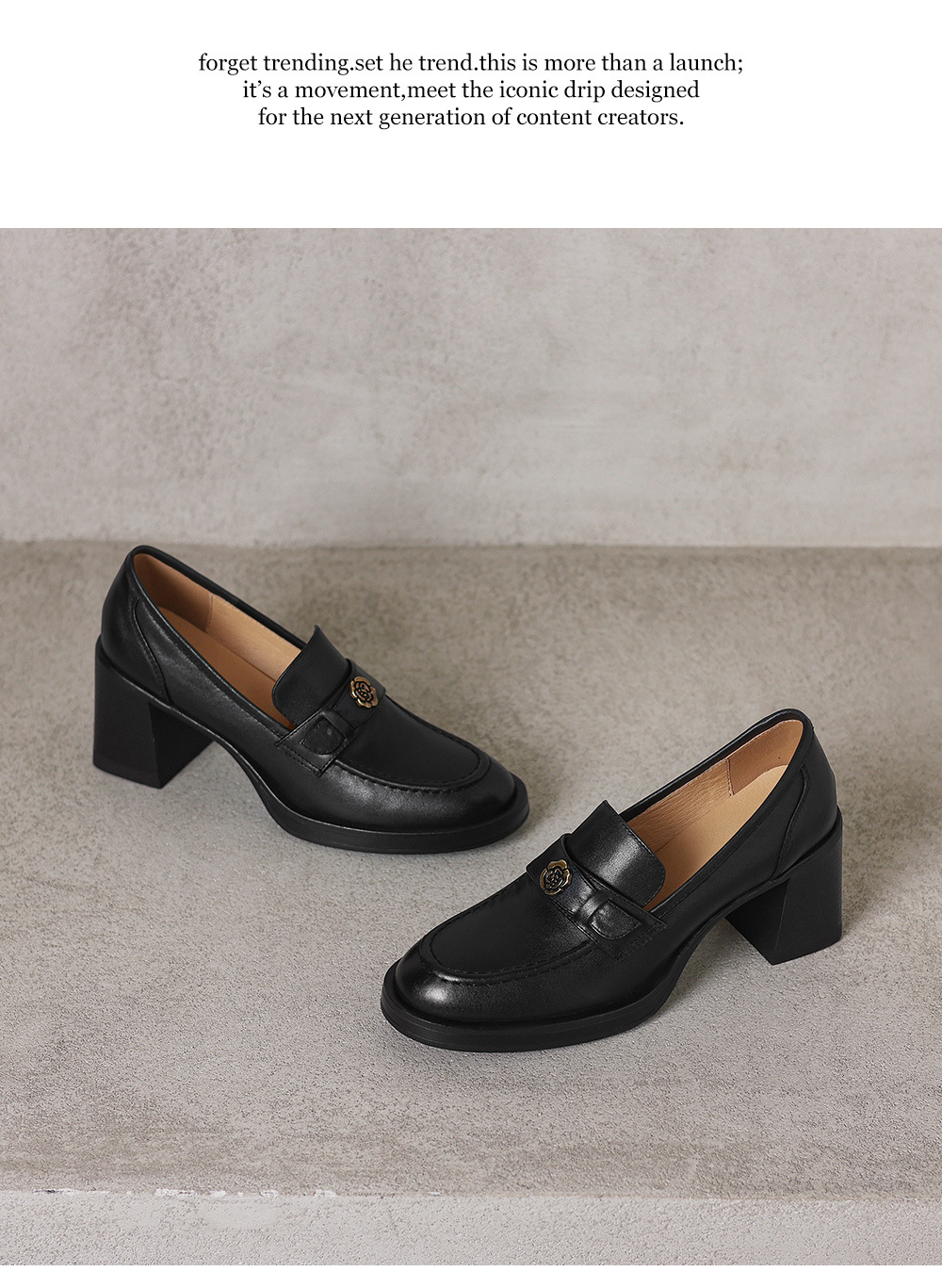 Giày loafer nữ cao gót phong cách Anh quốc vintage, da bò thật gót vuông — màu nâu chi tiết 15