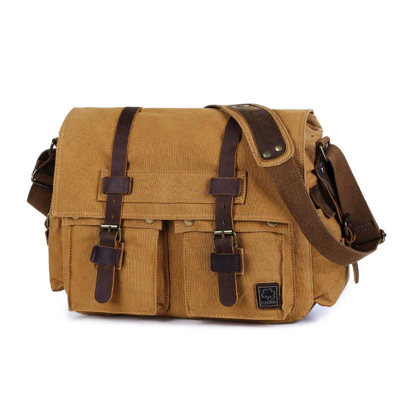 Factory Direct Sales Guangzhou Men's Canvas Bag Shoulder Bag European and American Retro Style Crossbody Bag Men's Casual Bag Men's Bag