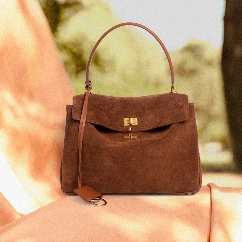 Rodeo Genuine Leather Shoulder Crossbody Bag Light Luxury High-end Underarm Bag Suede Commuter Large Capacity Women's Tote Bag