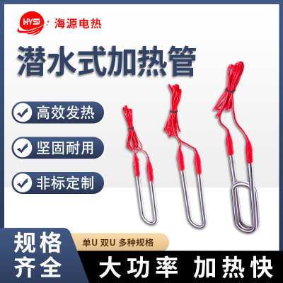 厂家批发潜水式不锈钢加热管U型电加热管 潜水带硅胶线电加热管
