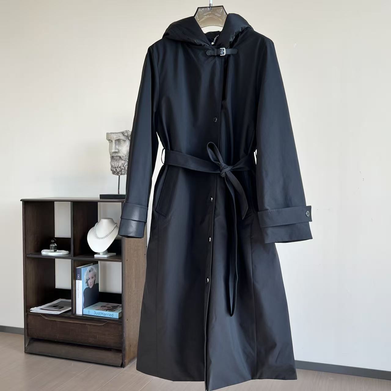 A*Ma Yuan Edition High-End 90% White Goose down Old Money Style Hooded Slimming Waist Long down Jacket Warm Coat for Women