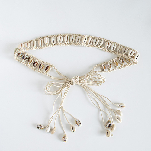 Summer Women's Shell Natural Braided Ethnic Style Decorative Handmade Women's Waist Rope Fashion Bohemian Women's Belt