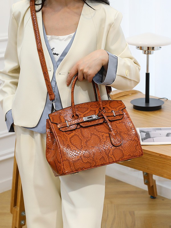 Amazon venta caliente de alta gama patrón de pitón bolso portátil Tote para mujer de alta calidad de gran capacidad bolso de mensajero de un solo hombro