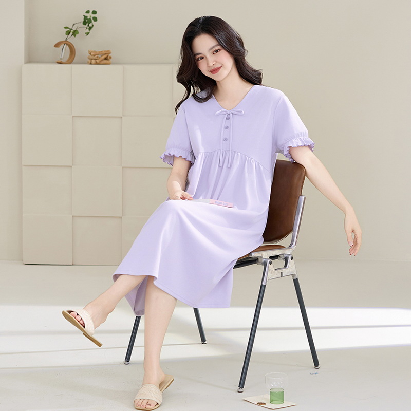 Pijamas de verano de dama de algodón 2025, nuevas mangas cortas sueltas, tamaño más grande, gorda mm, pastílica falda larga de flores.