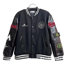 24冬季跨境欧美批发拼接袖标三色LOGO加棉刺绣棒球服男装批发