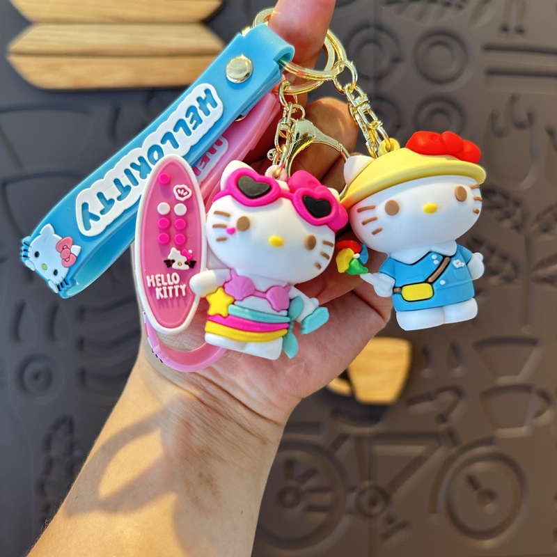 かわいい漫画赤と青 kt 猫キーホルダーサンリオ人形バッグキーホルダーペンダントイベント人形マシンギフト|undefined