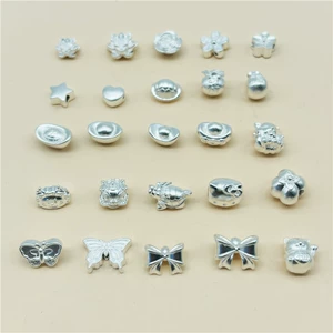Foot silver 999 sterling silver lotus bag beads accessories woven bracelet diy jewelry KT cat hand rope 3D hard silver butterfly