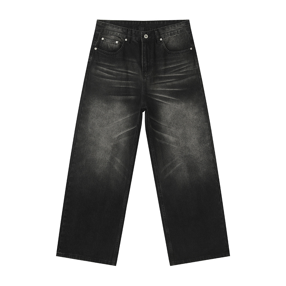 MTLCLOTHES Hombres| American retro vibe blanqueado hacer viejos estereoscópicos gatos barba patas anchas jeans rectos