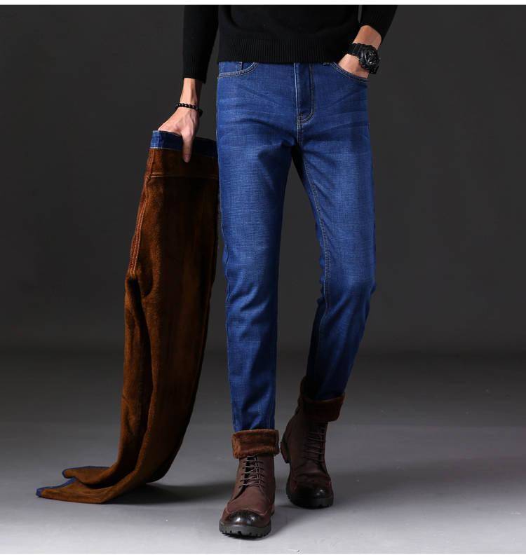 Brand Men jeans Winter Jeans Flannel Stretch High Quality Jean Trousers Men Casual Fashion Pants Men 2023 Men's Pants jeans men_voghion.com