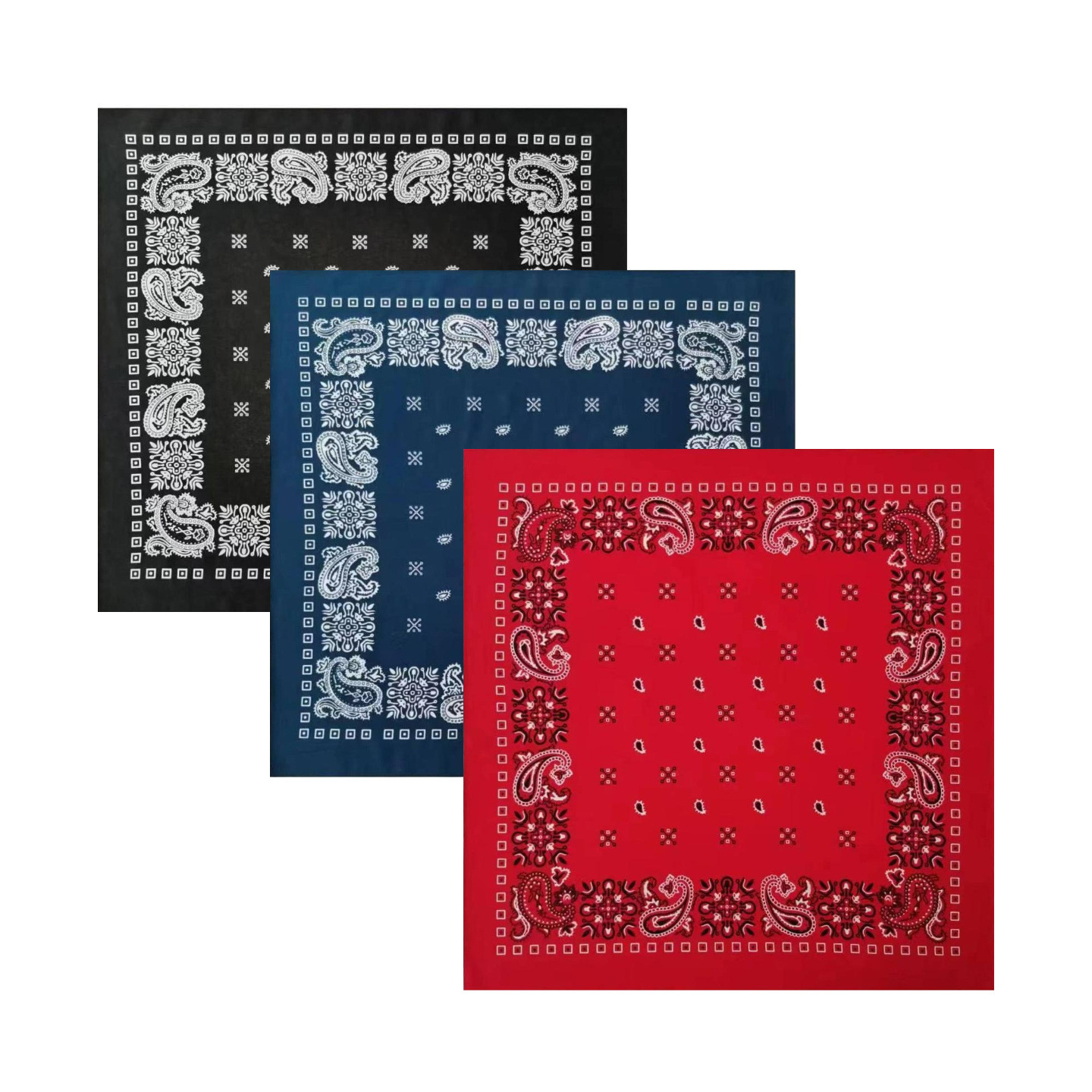 55CM pure cotton printed square scarf, hip-hop street dance outdoor cycling headscarf, bandana for daily wear and commuting decoration