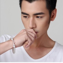 盛兴厂家纯银批发 990纯银手链 纯银龙头手链男士手链霸气民族风