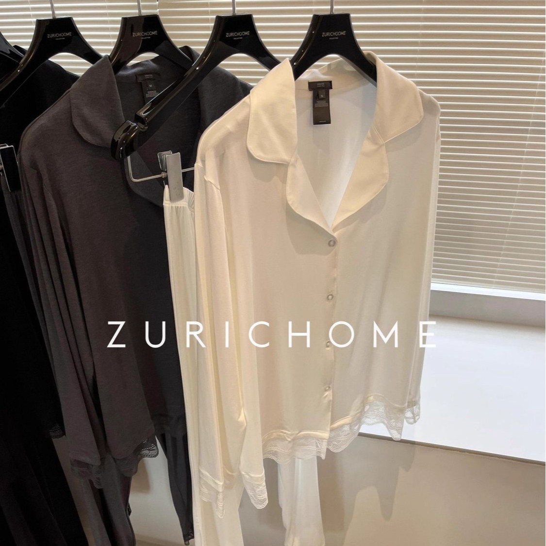 Del Cotton Pajamas for Women Spring & Fall Luxury High-End Lace Splicing Lapel Two-Piece Set Big-Name Soft Cardigan Home Wear