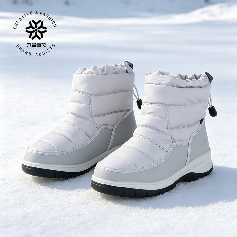 Liquidación: Botas de nieve impermeables grises de caña alta y corte bajo, antideslizantes, cálidas, con forro polar grueso, para exportación a EE. UU. image 1