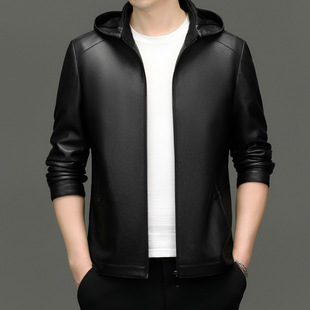 Mainly Recommended Stand Collar Detachable Hood Leather Jacket 2025 Autumn and Winter New Men's Fashion Thickened Soft Leather Jacket Genuine Leather Coat